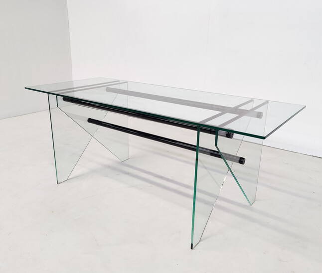 Mid-Century Modern Desk/Table in Glass, Italy, 1980s