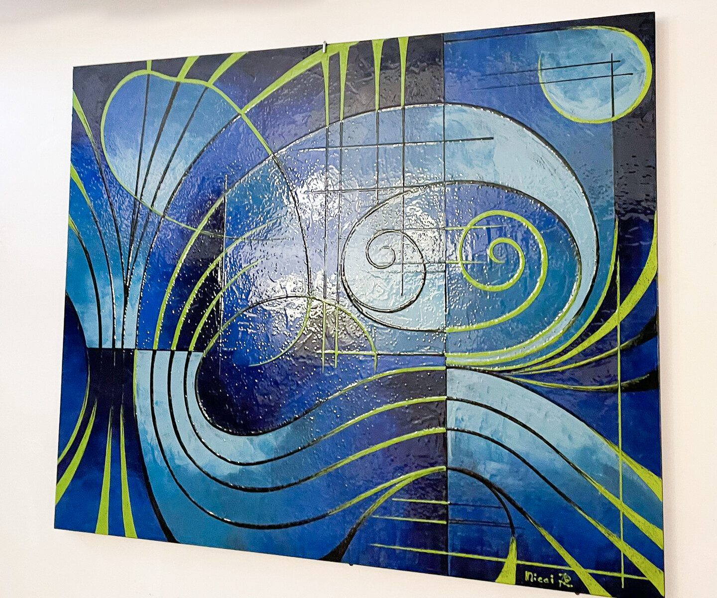 Mid-Century Modern enamelled metal Abstract Panel, 1972