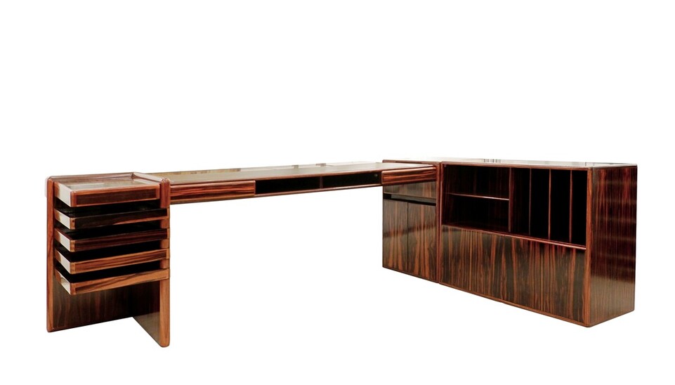 Mid Century Modern Fabio Lenci Executive Ebony Desk for Bernini, 1974