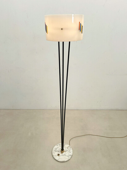 Mid-Century Modern Floor Lamp, Plexiglass and Marble base, Italy