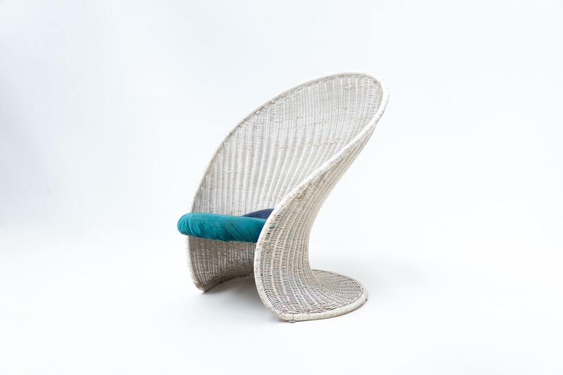 Mid-Century Modern Foglia Rattan Armchair by Giovanni Travasa for Bonacina, Italy, 1960s