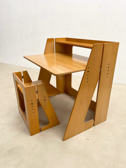 Mid-Century Modern Foldable 6M Desk and Chair, Italy