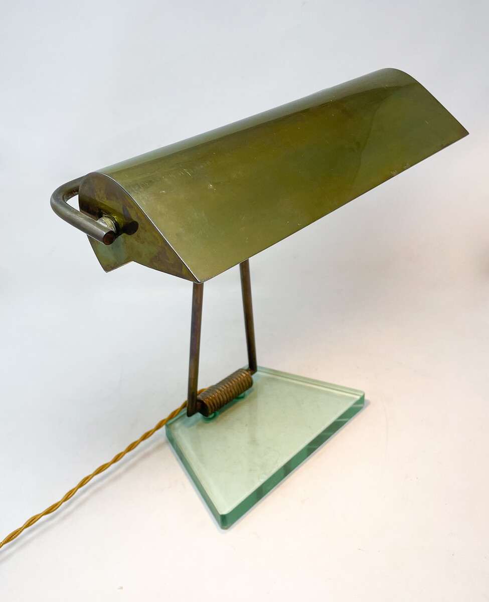 Mid-Century Modern Glass & Brass Table Lamp attributed to Pietro Chiesa, 1950s