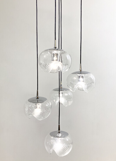 Mid-Century Modern Glass Cascade Chandelier from Peill & Putzler, Germany,1970s