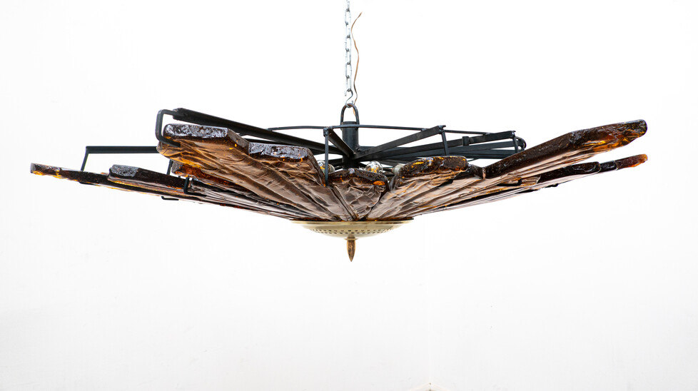 Mid-Century Modern Glass Chandelier, Val Saint Lambert, Belgium, 1950s