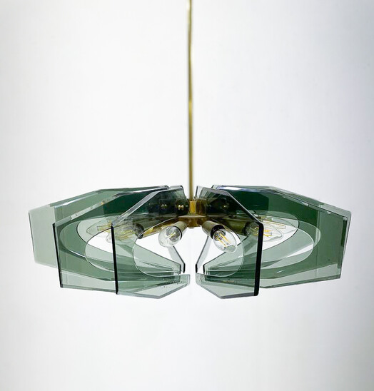 Mid-Century Modern Glass Suspension Fontana Arte Style, 1960s
