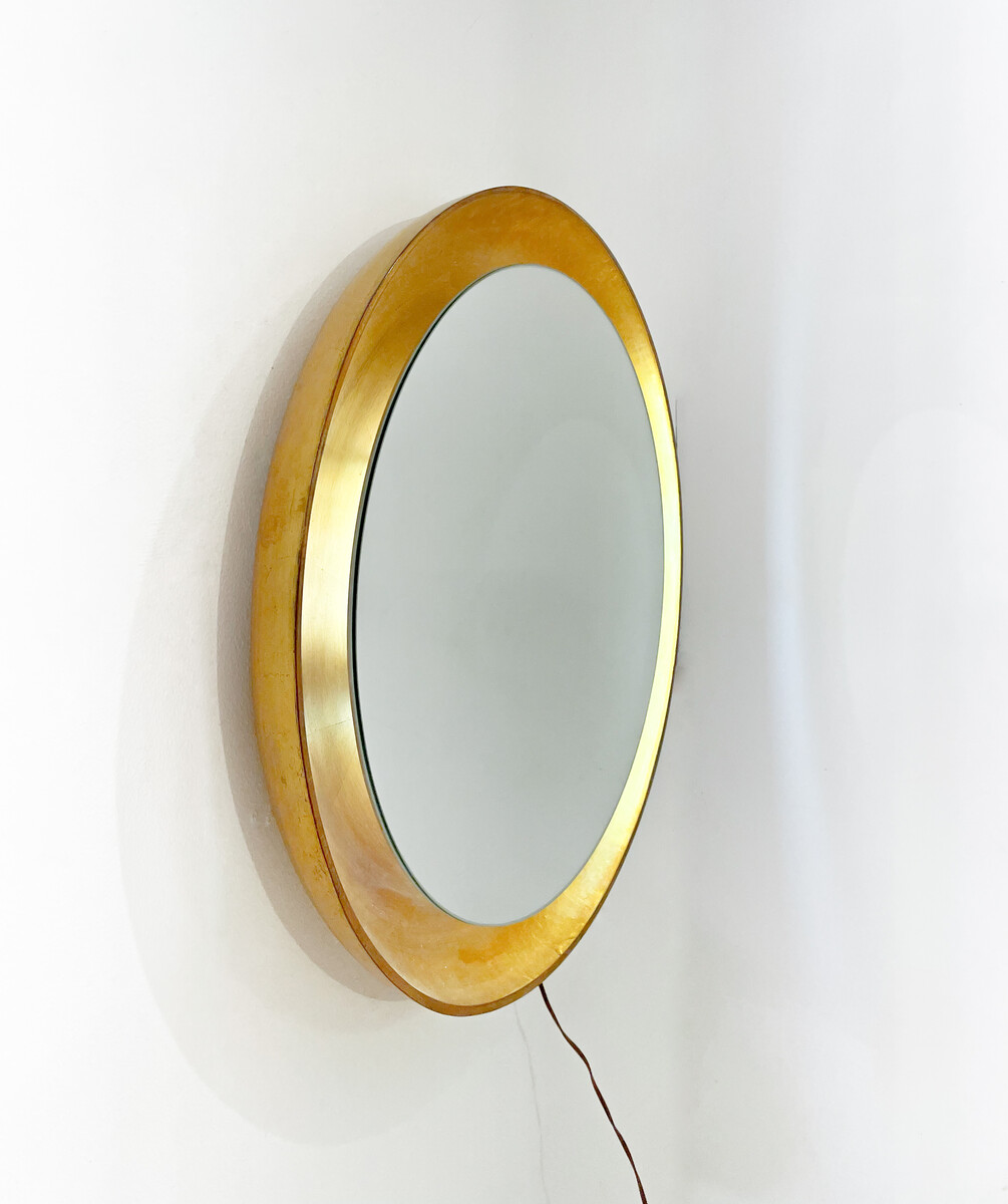 Mid-Century Modern Gold Mirror, Wood, Italy, 1960s