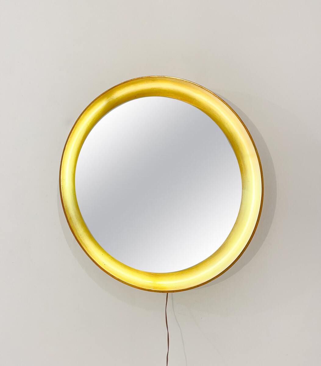 Mid-Century Modern Gold Mirror, Wood, Italy, 1960s