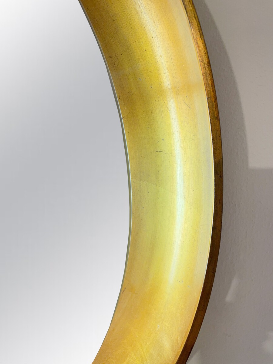 Mid-Century Modern Gold Mirror, Wood, Italy, 1960s