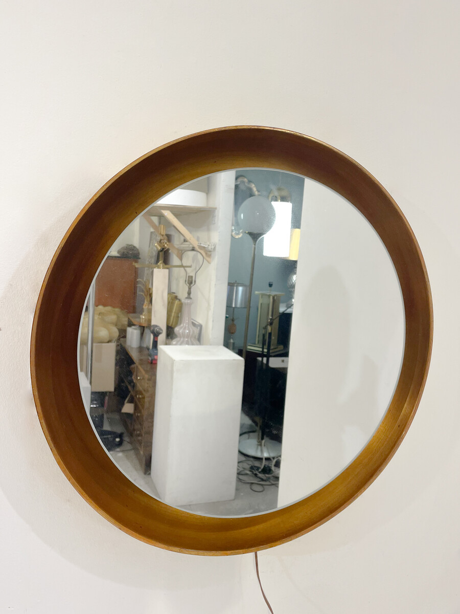 Mid-Century Modern Gold Mirror, Wood, Italy, 1960s