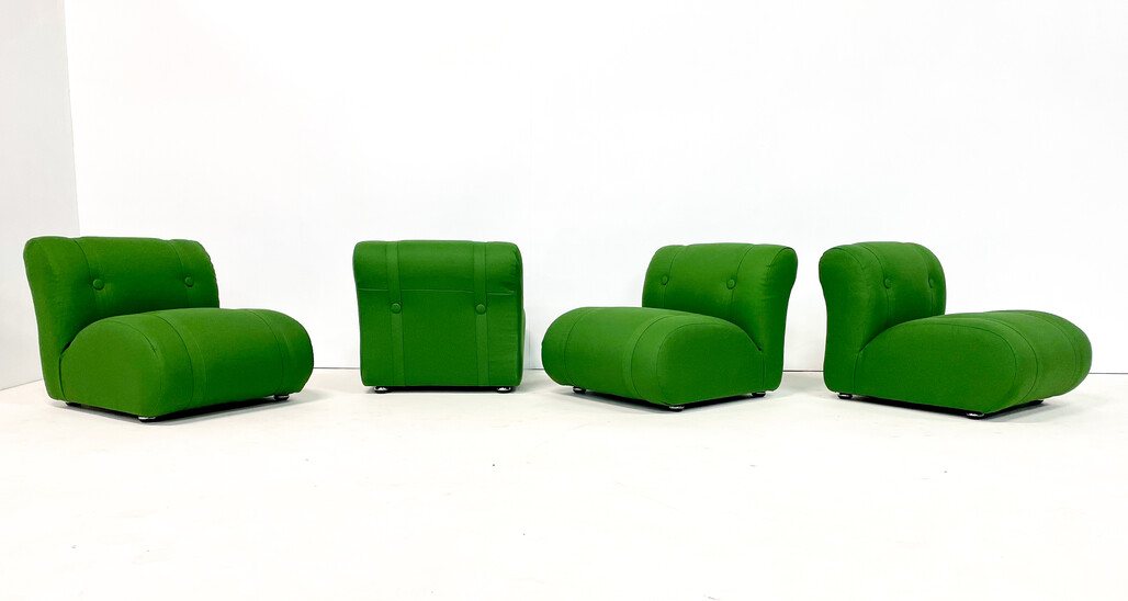 Mid-Century Modern Green Chair by Doimo Salotti, Italy, 1970s - New Upholstery - 2 available 