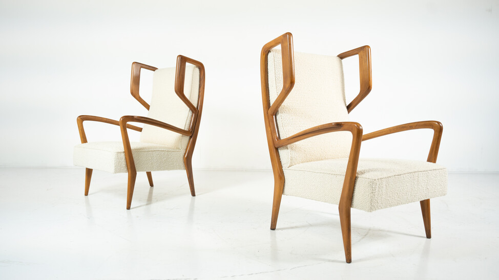 Mid-Century Modern Highback Armchairs by Orlando Orlandi, Italy, 1950s