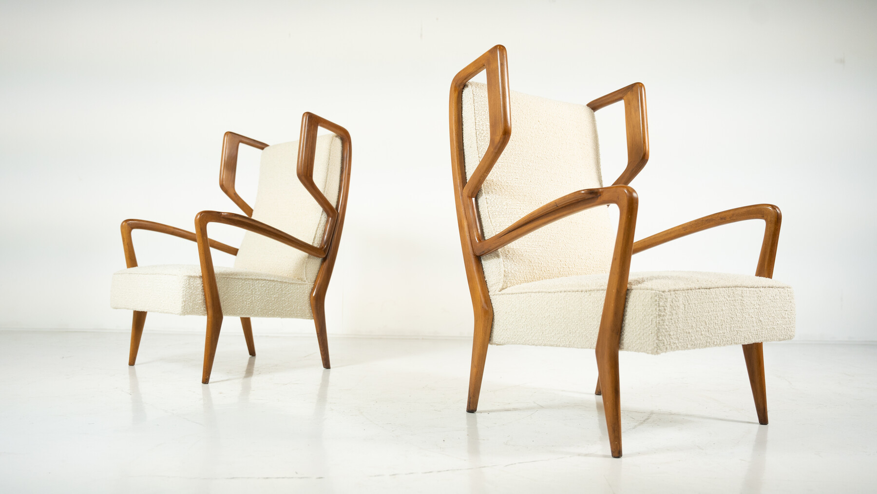 Mid-Century Modern Highback Armchairs by Orlando Orlandi, Italy, 1950s