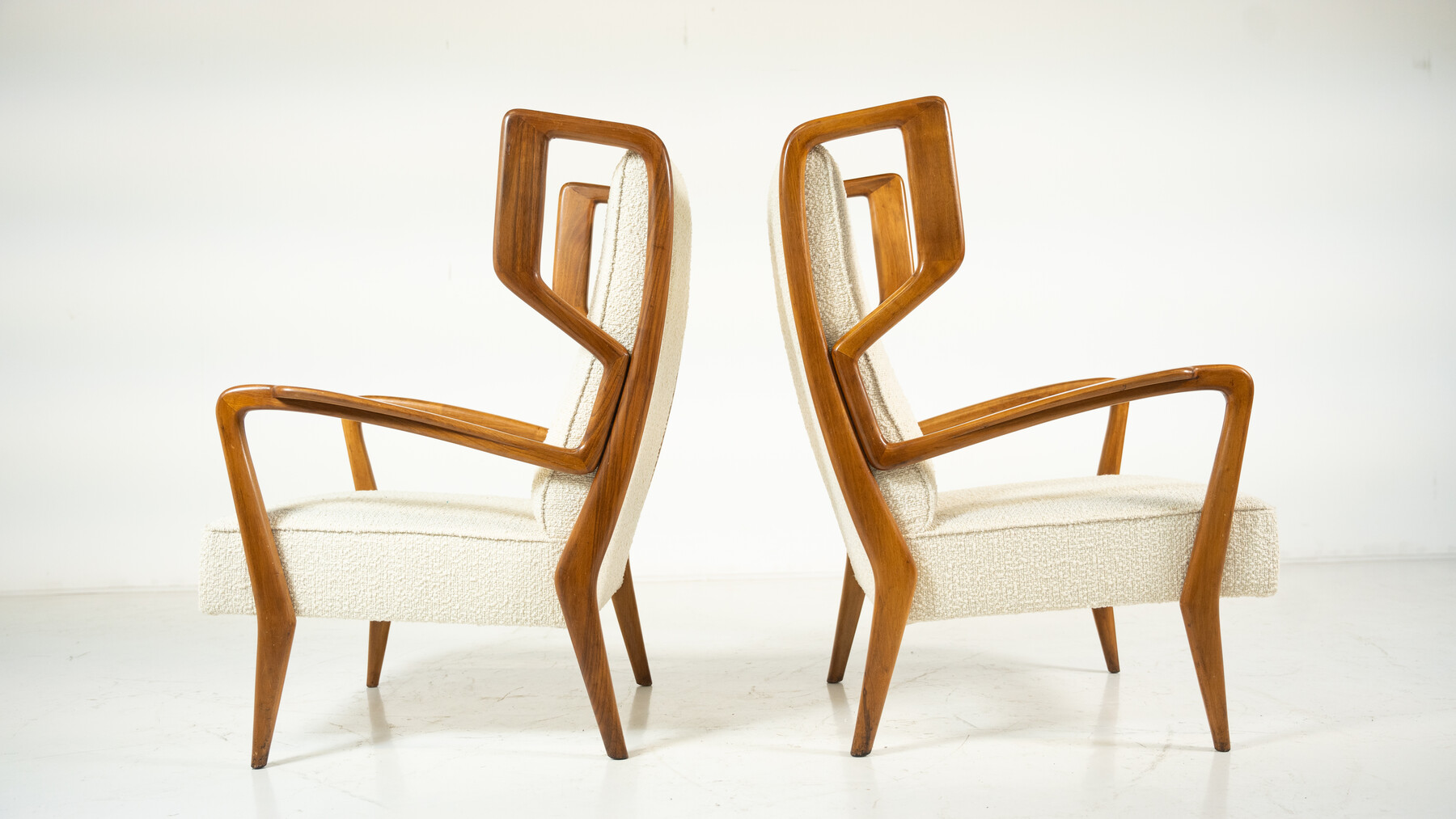 Mid-Century Modern Highback Armchairs by Orlando Orlandi, Italy, 1950s