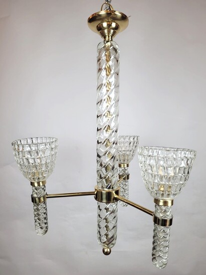 Mid-Century Modern Italian Ceiling light attributed to Séguso, Murano Glass, 1950s