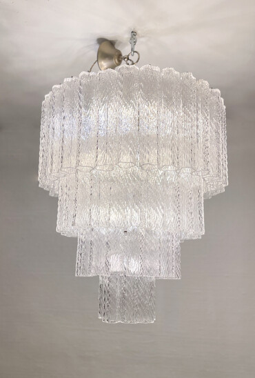 Mid-Century Modern Italian Chandelier, Glass, 1960s