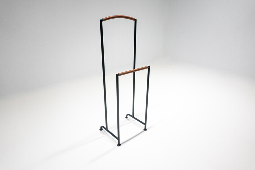 Mid-Century Modern Italian Coat Rack, Leather handles, 1960s
