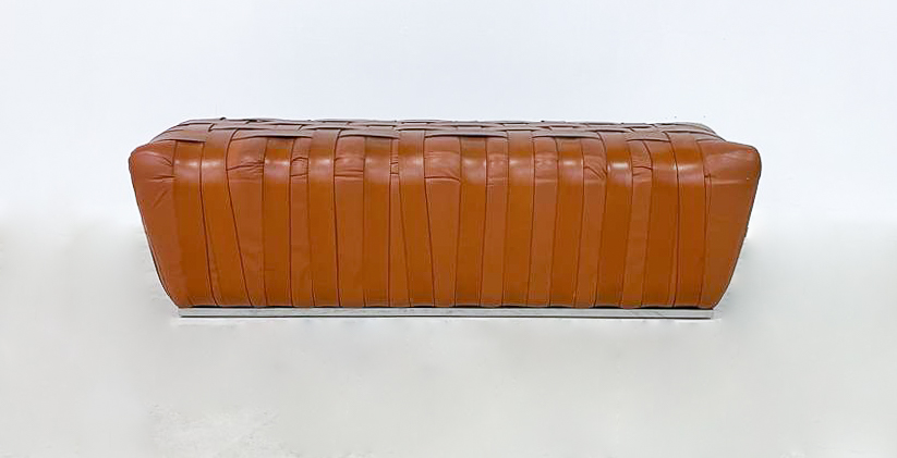 Mid-Century Modern Italian Cognac Leather Bench, 1980s
