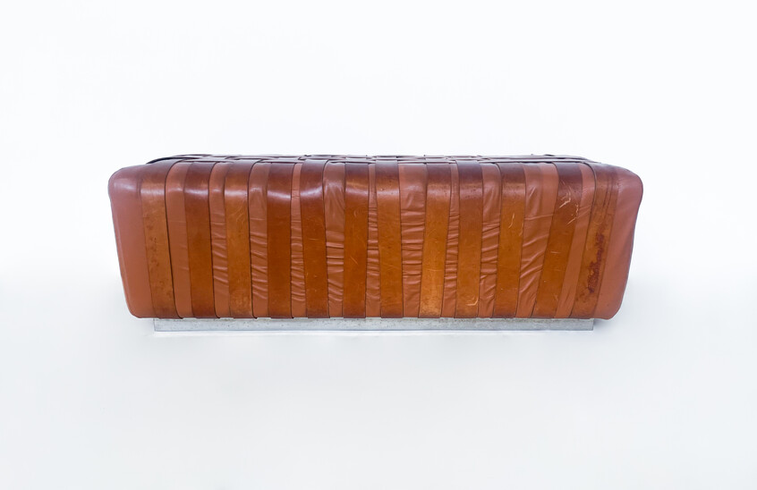 Mid-Century Modern Italian Cognac Leather Bench, 1980s
