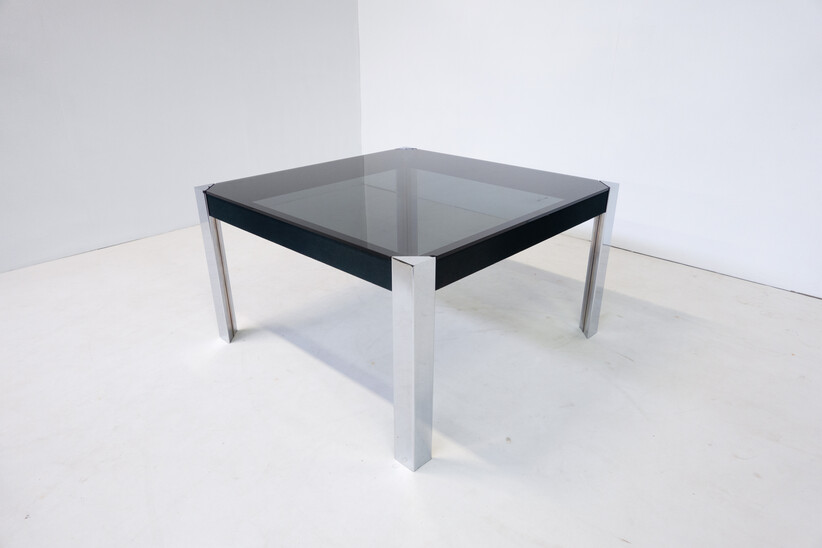 Mid-Century Modern Italian Dining Table, Metal and Glass, 1970s