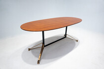 Mid-Century Modern Italian Dining Table, Wood and Brass, 1960s