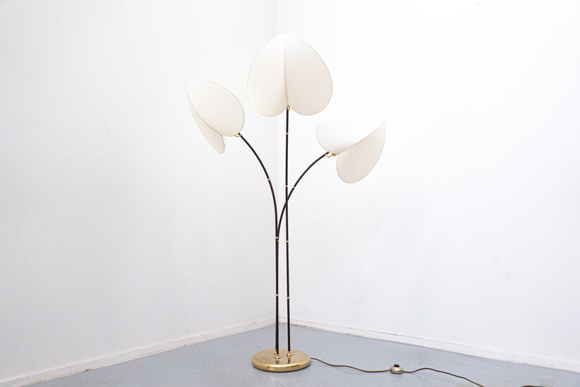 Mid-Century Modern Italian Floor Lamp, Metal and Fabric, 1970s