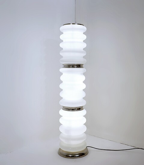 Mid-Century Modern Italian Glass Floor Lamp - 1970s