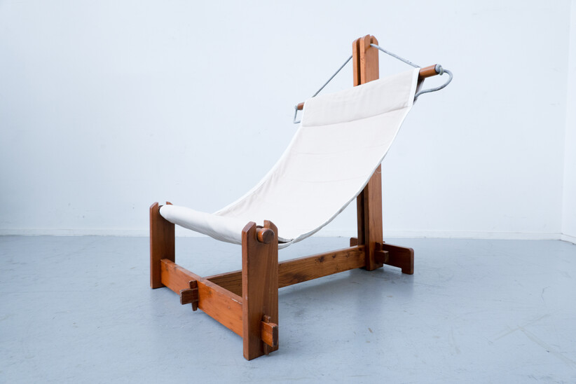 Mid-Century Modern Italian Lounge Chair, Beige Fabric,1960s