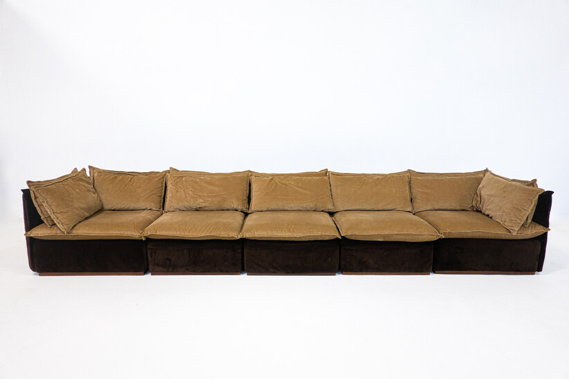 Mid-Century Modern Italian Modular Sofa, Orignal Upholstery, 1970s