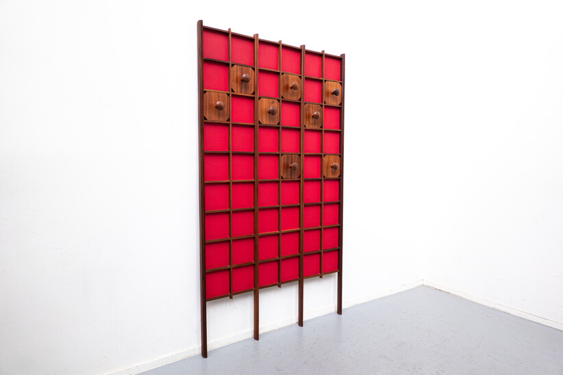Mid-Century Modern Italian Red Wooden Coat Rack, 1960s