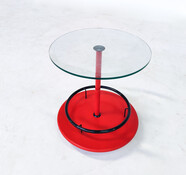 Mid-Century Modern Italian Rolling Side Table,Metal and Glass, 1950s