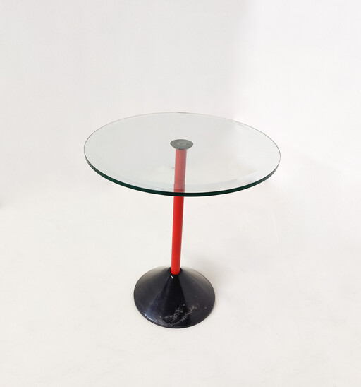Mid-Century Modern Italian Side Table,Metal Glass and Marble, 1950s