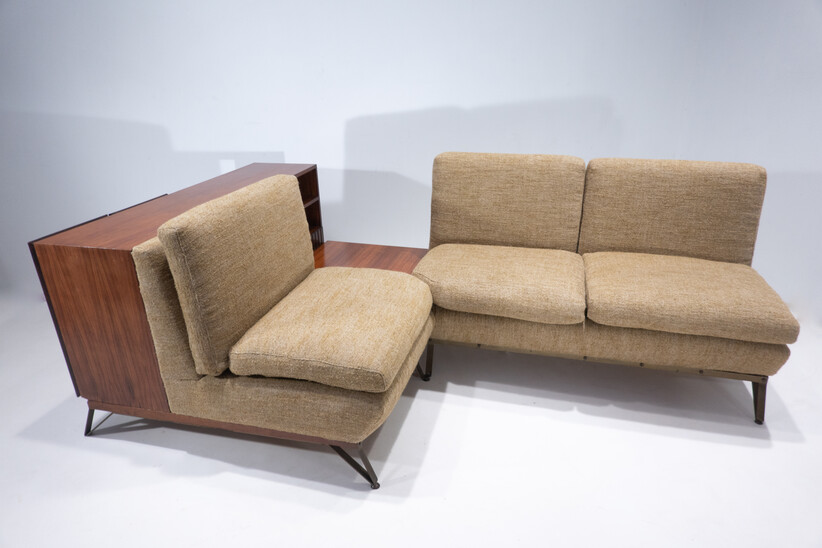 Mid-Century Modern Italian Sofa with Built-in Sideboard, Italy, 1960s