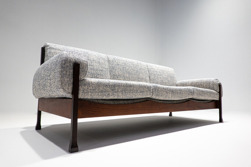 Mid-Century Modern Italian Sofa, Wood and Fabric, 1960s