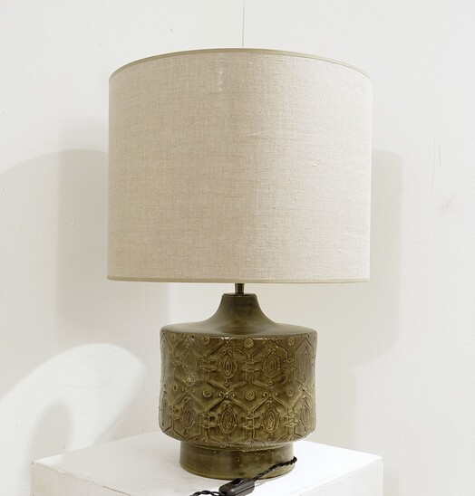 Mid Century Modern Italian table Lamp in Green Ceramic