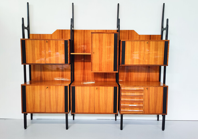 Mid-Century Modern Italian Wall Unit, Wood, 1950s