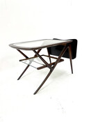 Mid-Century Modern Italian Wooden Coffee Table with Magazine Rack, 1960s