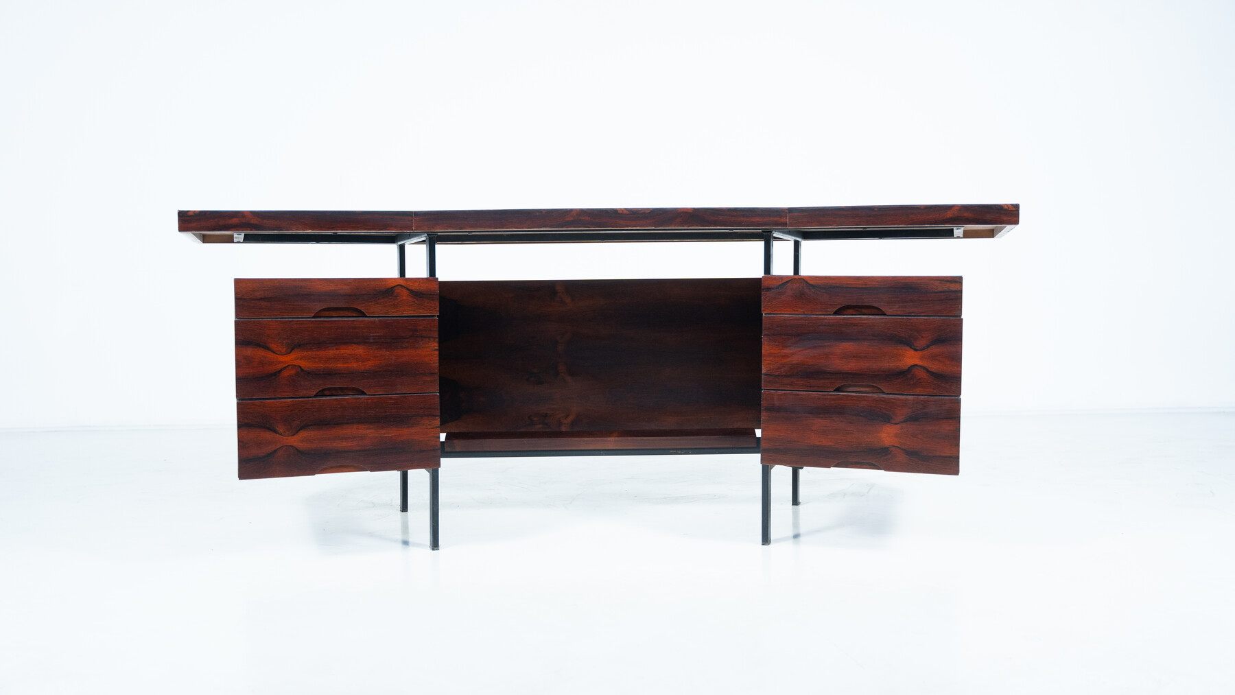 Mid-Century Modern Italian Wooden Desk with Drawers, 1960s