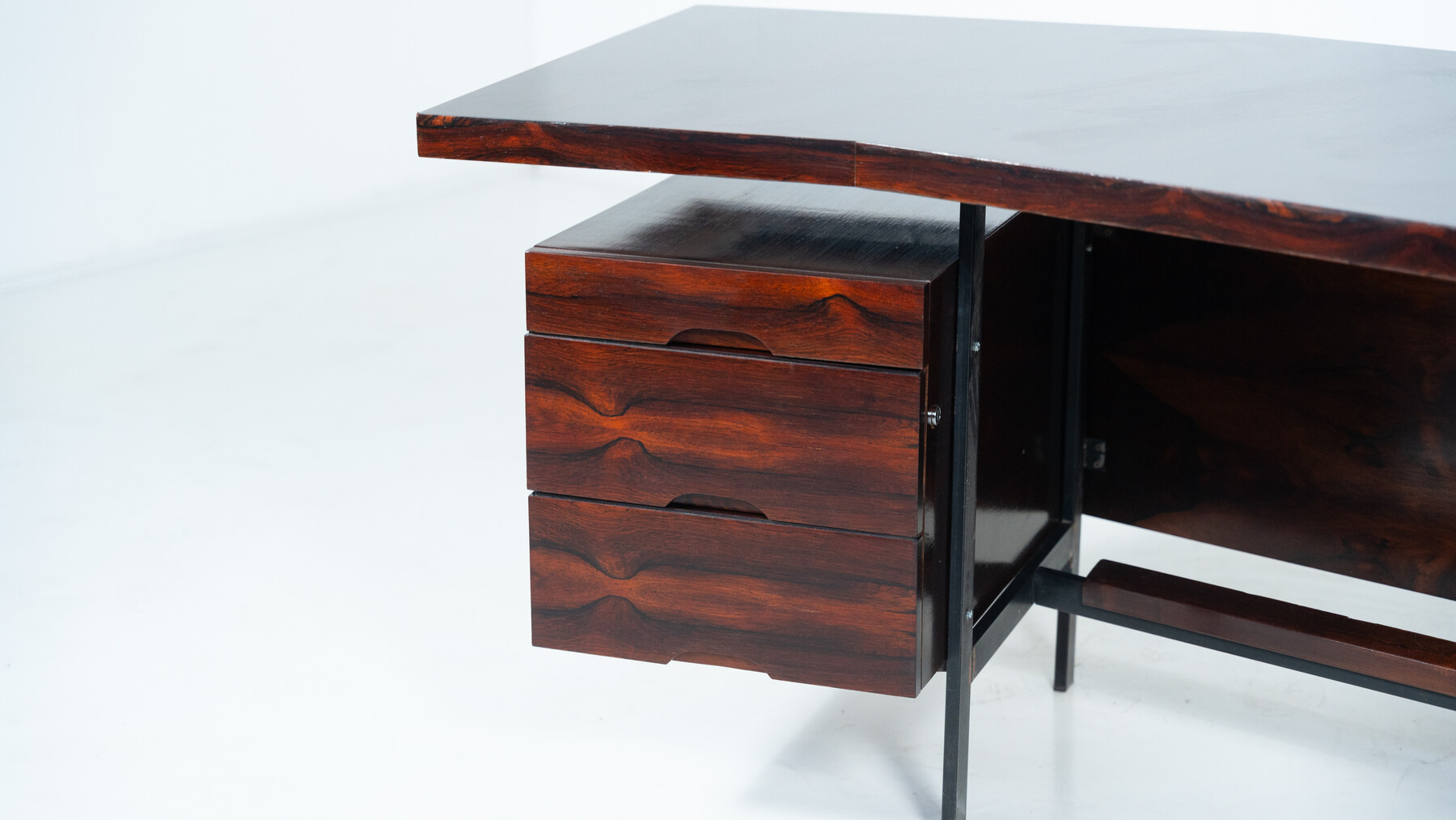 Mid-Century Modern Italian Wooden Desk with Drawers, 1960s