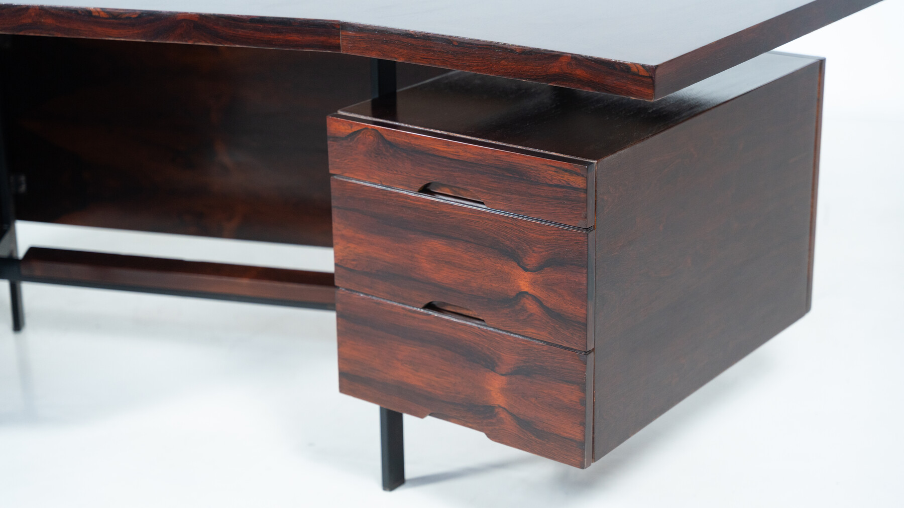 Mid-Century Modern Italian Wooden Desk with Drawers, 1960s