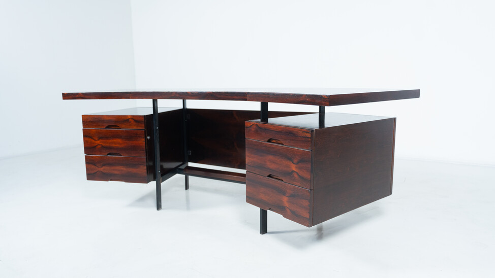 Mid-Century Modern Italian Wooden Desk with Drawers, 1960s
