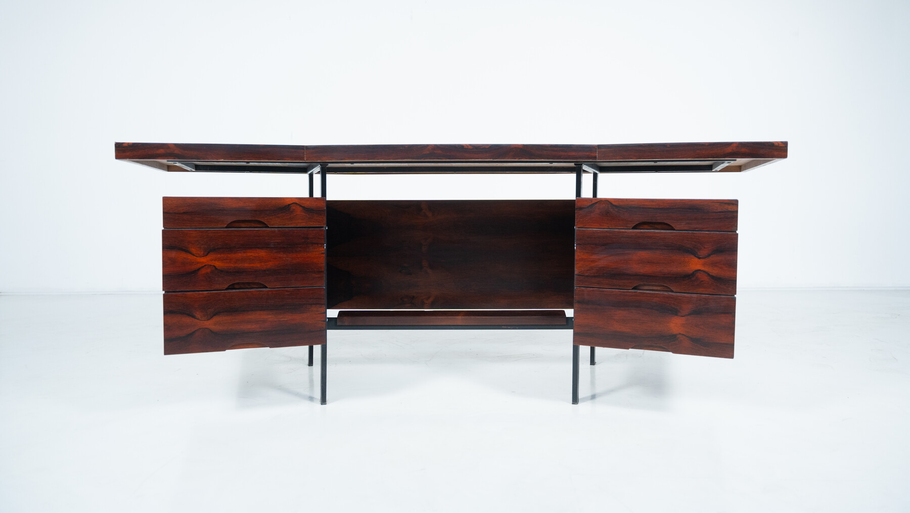 Mid-Century Modern Italian Wooden Desk with Drawers, 1960s