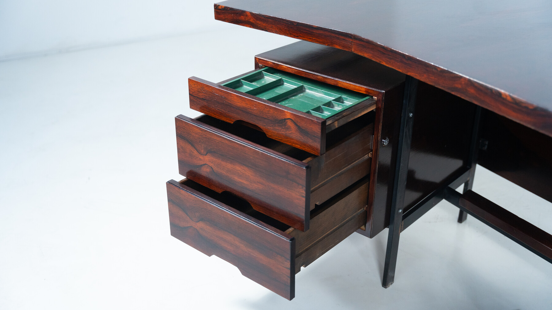 Mid-Century Modern Italian Wooden Desk with Drawers, 1960s