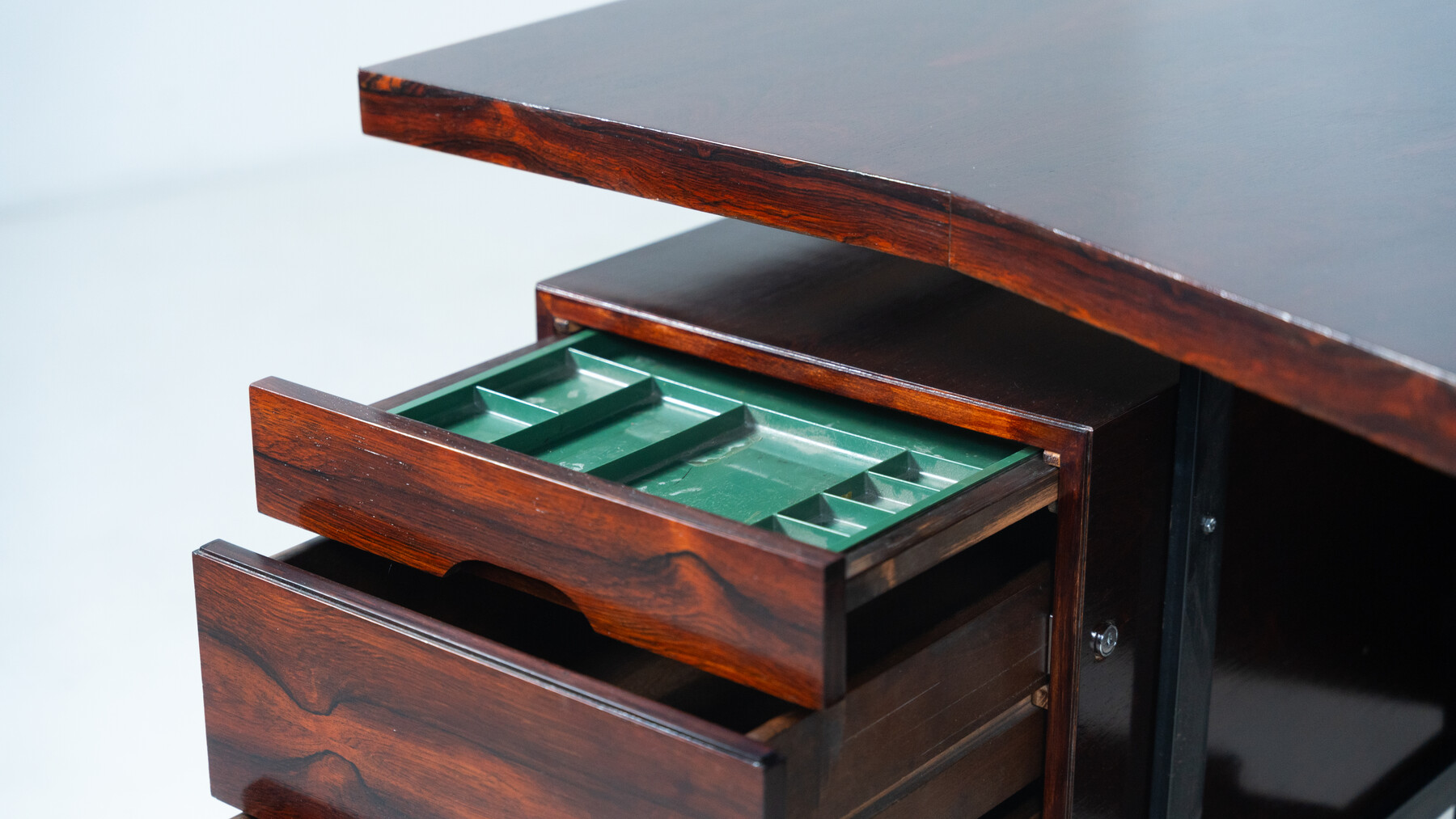 Mid-Century Modern Italian Wooden Desk with Drawers, 1960s