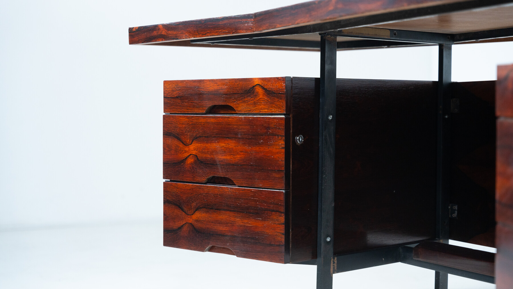 Mid-Century Modern Italian Wooden Desk with Drawers, 1960s