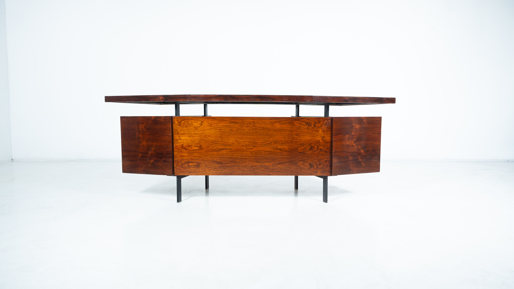 Mid-Century Modern Italian Wooden Desk with Drawers, 1960s