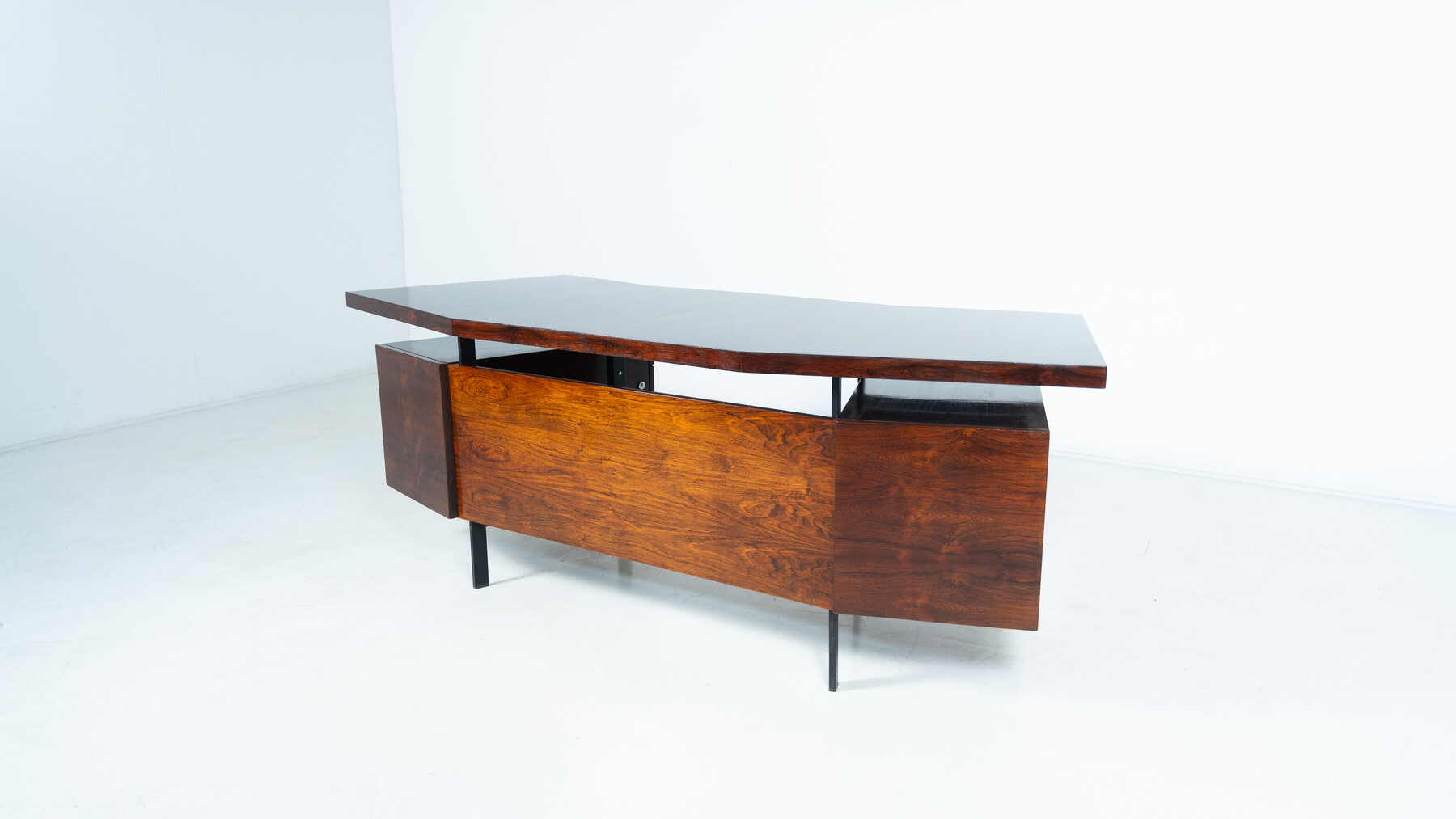 Mid-Century Modern Italian Wooden Desk with Drawers, 1960s