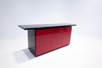 Mid-Century Modern Lacquered Sideboard, Red and Black, Italy, 1970s