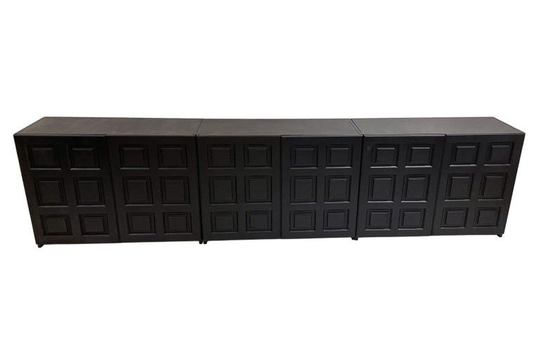 Mid-Century Modern Large Black Brutalist Sideboard