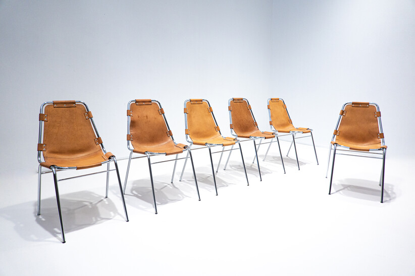 Mid-Century Modern Leather Les Arcs Chairs by Charlotte Perriand, France, 1960s